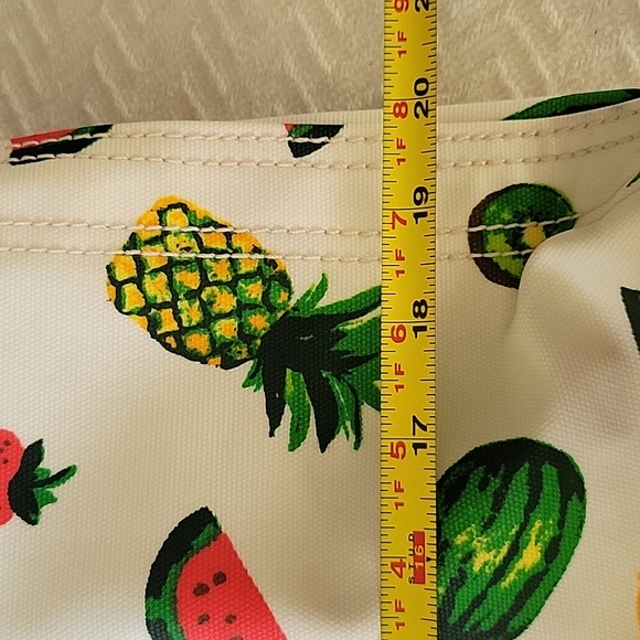 Lands End Fruit Patterned Canvas/Wax Tote Bag Cooler - Picture 12 of 13